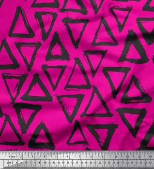 Розовая японская креп-сатиновая ткань Soimoi, треугольная геометрическая ткань с принтом по метрам, 42 дюйма 42 Inch Wide - Cotton Voile розовый