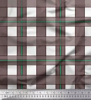 Розовая японская креп-сатиновая ткань Soimoi в клетку в клетку с принтами по метрам 42 дюйма 42 Inch Wide - Poly Crepe розовый