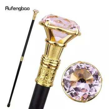 Розовая ромбовидная Золотая трость, модная декоративная трость, элегантная трость для джентльмена, ручка для трости для косплея, 93 см