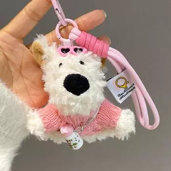 Розовая рубашка с бутылкой вест-хайленд-уайт-терьер щенок брелок мультяшная плюшевая собака кукла сумка кулон розовый