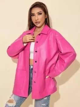 Розовая ручная работа Мягкая стильная кожаная женская рубашка из овчины, повседневная, подлинная XS розовый