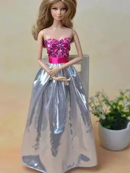 Розовая сексуальная кукольная одежда для куклы Барби, одежда для куклы 1/6 BJD, платье принцессы с открытыми плечами, праздничное платье для 1:6, аксессуары для кукол розовый