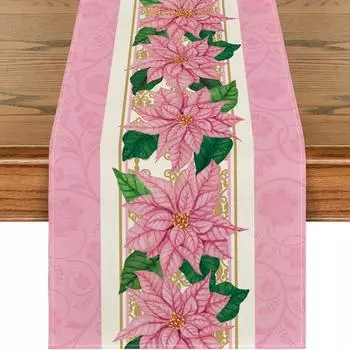 Розовая скатерть, праздничная атмосфера, украшение, льняная скатерть, ткань для покрытия шкафа для телевизора 33x183cm(13x72inch) розовый