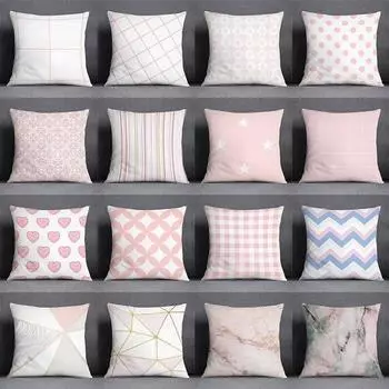 Розовая свежая коллекция подушек, подарок для домашнего офиса, украшение для спальни, дивана, автомобиля, чехол для подушки 40x40cm