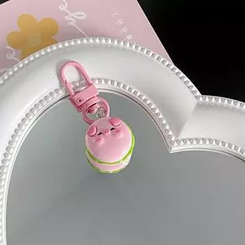 Розовая свинья Гамбургер Свинья Животное Брелок Смола Свинья Еда Брелок Подвеска для мобильного телефона 4