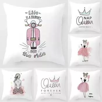 Розовая юбка Девушка Наволочка Украшения для автомобиля Офис Гостиная Диван Главная Наволочка 40x40cm