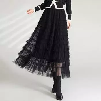 Розовая юбка женская летняя большая маятниковая сетчатая юбка-зонтик вертикальная юбка средней и длинной длины A word женская вертикальная юбка длинная юбка высокая юбка average size