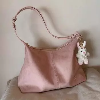 Розовая женская сумка-тоут для девочек, повседневная сумка через плечо большой вместимости для отдыха на осень и зиму