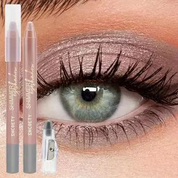 Розоватая жемчужно-бриллиантовая ручка-хайлайтер с точилкой для карандашей, блестящая подводка для теней для век, гладкая осветляющая подводка для глаз 01