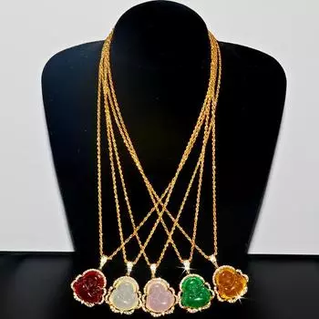 Розово-белое ожерелье Будды для женщин, изысканное китайское ожерелье Будды Майтреи, кулон, женские подарки