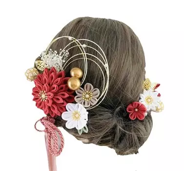 Розово-бежевый Цумами волосы церемония волосы Выпускной [NODOKA] [Aya] украшение, Украшение совершеннолетия, Свадьба, розовый