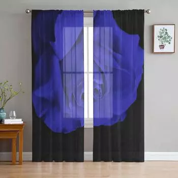 Розово-голубые тюль для окон, современные прозрачные шторы для кухни, гостиной, спальни, шторы, украшение W135 x H114cm