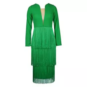 Розово-красное платье с глубоким V-образным вырезом и длинными рукавами с кисточками, женское сексуальное лоскутное платье для свидания, летние весенние коктейльные платья размера плюс 2021 S розы красного