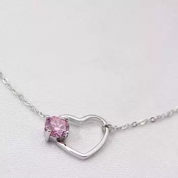 Розовое блестящее ожерелье для девочки Sweet Love с розовым цирконием, подарок на День святого Валентина для девушки