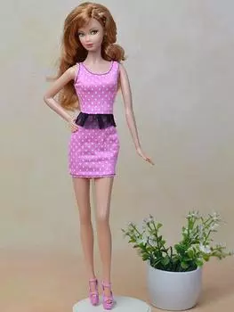 Розовое цельное вечернее платье Silm повседневные платья для куклы Барби наряды одежда для 1/6 кукол BJD аксессуары кукольный домик для детей розовый