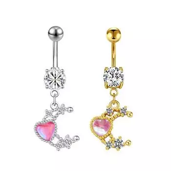 Розовое кулонное кольцо для пупка для женщин из нержавеющей стали, украшение для пирсинга пупка, кольцо для живота в виде кролика, сердца, медведя, бабочки