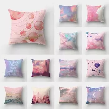 Розовое небо, облако, пейзаж, принт, наволочка для дома, гостиной, дивана, украшение, наволочка 40X40CM