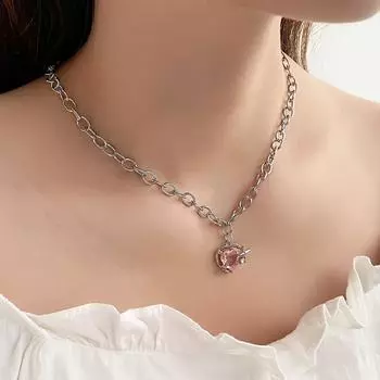 Розовое ожерелье с драгоценными камнями для девочек, сексуальное кольцо со звездой, ожерелье с застежкой, модная очаровательная женская цепочка на ключицу, сто одинаковых ювелирных изделий розовый