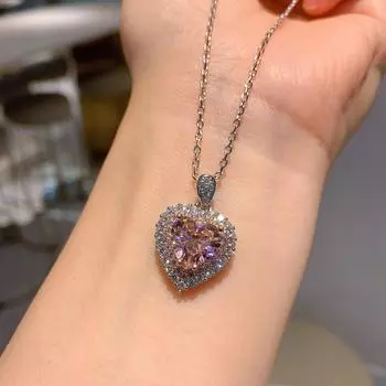 Розовое ожерелье с имитацией любви в форме сердца из циркония, подарочный набор из трех предметов