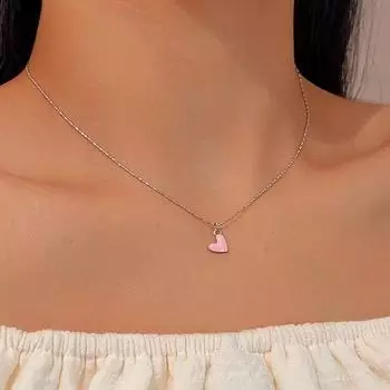 Розовое ожерелье с подвеской в виде любви, модное простое ожерелье в форме сердца, женский подарок, ювелирные аксессуары