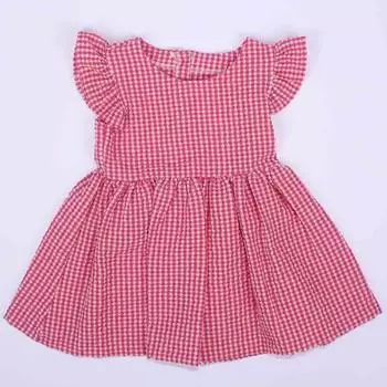 Розовое платье из жатого хлопка Pitikare для девочек с рюшами