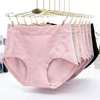 Розовое жаккардовое нижнее белье из модального хлопка, женские трусики со средней талией, дышащие, подтягивающие бедра, подтягивающие живот, одноцветные, удобные трусики больших размеров M розовый