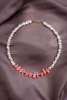 Розовое жемчужное ожерелье из натурального камня