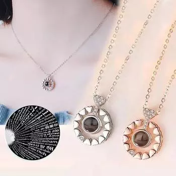 Розовое золото, 100 языков, я люблю тебя, проекционное ожерелье с подвеской, романтическое свадебное ожерелье с памятью о любви для женщин