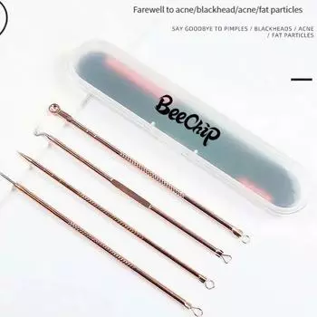 Розовое золото 4 шт. покрытие двухголовая игла для удаления угрей игла для удаления черных точек портативный набор косметических инструментов Standard specifications