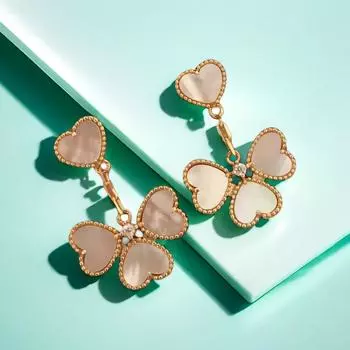 Розовое золото, красный, белый и любовь, двухцветный модный тренд, классические универсальные серьги, ожерелье, высокое качество, 18 карат