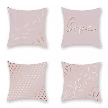 Розовое золото с абстрактным принтом, наволочка для гостиной, дивана, офиса, автокресла, поясничная подушка, украшение для дома 40x40cm