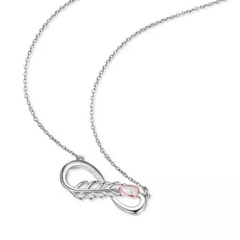 Розовое золото с перьями Феникса и листком бесконечности, ожерелье, ювелирные изделия, женское ожерелье из стерлингового серебра 925 пробы с цирконом, ожерелье