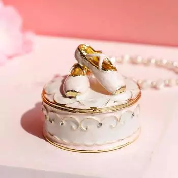 Розовые балетки, шкатулка для безделушек, навесной кристалл, эмалированный орнамент, декоративная ручная роспись, шкатулка для хранения ювелирных изделий, колец, шкатулка на память розовый