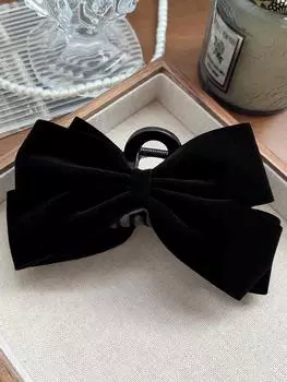 Розовые бархатные заколки-крабы для волос с бантом для женщин и девочек, аксессуары для волос с бантом для густых и тонких волос, большие нескользящие заколки с бантом черного цвета