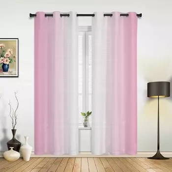 Розовые белые градиентные шторы для спальни, гостиной, шторы для кухни, детской комнаты, занавески для окна, современный домашний декор 135W x 60H(cm) x1
