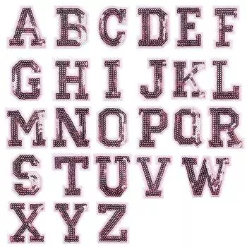Розовые буквы, блестки, нашивки для одежды, фирменные нашивки, термоклеевые нашивки на одежду, самоклеящиеся нашивки для одежды, пришивные наклейки