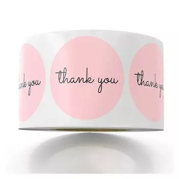 Розовые бумажные этикетки, наклейки из фольги, спасибо, свадебные наклейки, скрапбукинг, 1 дюйм, 50-500 шт., уплотнения для конвертов, канцелярские наклейки ручной работы
