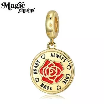 Розовые бусины S925 Стерлинговое серебро Позолоченное Позолоченное Кулон День Святого Валентина Бисерное ожерелье Браслет Аксессуары Шарм