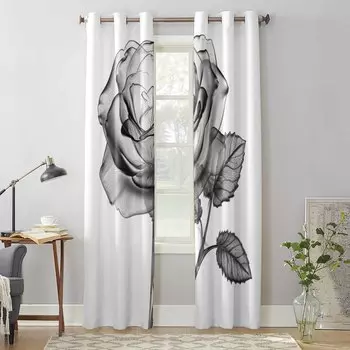 Розовые черно-белые оконные шторы для гостиной, спальни, современные кухонные жалюзи, шторы 135W x 60H(cm) x1