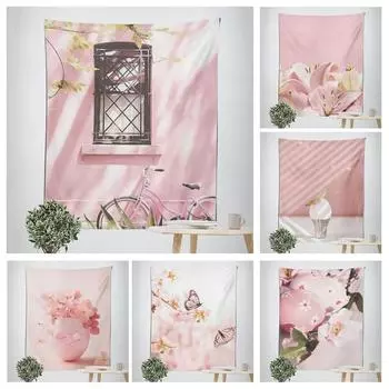 Розовые цветы бабочка декоративный гобелен домашний декор стены офис гостиная гобелен 100x75cm