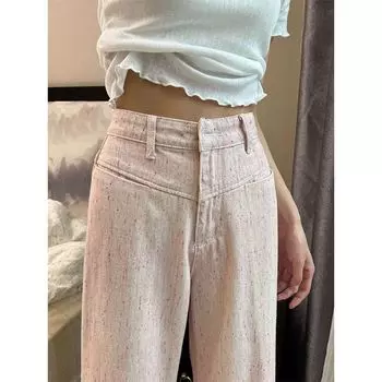 Розовые джинсы с карманом и вышивкой бантом, женские джинсовые брюки с высокой талией, большие размеры, корейская одежда y2k, милая эстетика, сказочный стиль 2000-х, гранж S розовый