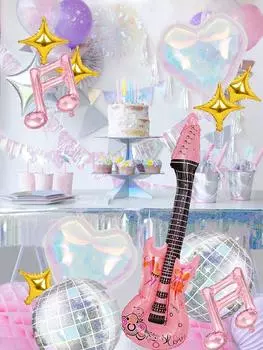 Розовые гитарные бабочки с музыкальной тематикой, музыкальная тема, вечеринка с бабочками, вечеринка по случаю дня рождения, украшение вечеринки в стиле гитарной дискотеки Other