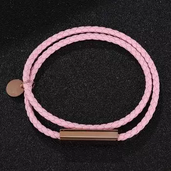 Розовые кожаные браслеты для женщин, модные подвески, браслеты-обертки, модная бижутерия 165mm розовый