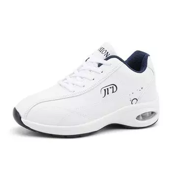 Розовые кроссовки для бега, женские кроссовки на воздушной подушке, увеличивающие рост, удобные непромокаемые кожаные туфли-корзины, женская спортивная обувь на платформе 35 чёрный