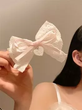 розовые кружевные заколки-банты для волос для девочек Kawii заколки милые сердечки аксессуары для волос детские цветные ленты женские заколки для волос зажим для волос