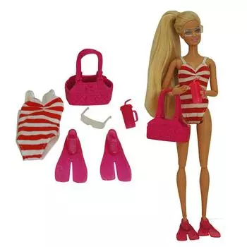 Розовые купальные костюмы для Барби, комплект одежды для куклы Барби, бикини, обувь, сумка, 1/6, аксессуары для кукол, детские игрушки розовый