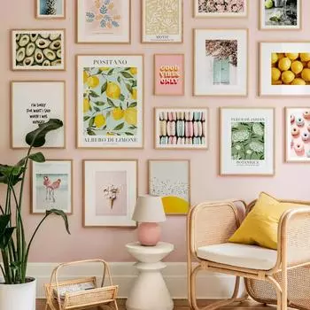 Розовые мамы пончики фрукты лимон цветок рынок настенное искусство плакаты на скандинавскую тему холст живопись и принты настенная картина для декора гостиной 21x30cm No Framed