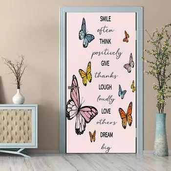 Розовые наклейки на дверь в виде бабочки, ретро декоративная наклейка, самоклеящиеся водонепроницаемые обои с красочным узором, настенная роспись, декор квартиры 38.5*200cmX2Pcs