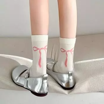 Розовые носки с милым бантом для милых девочек Лолита Кавайные милые длинные носки повседневные носки с буквенным принтом уличная одежда хип-хоп скейтборд спортивные носки