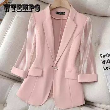 Розовые пиджаки с рукавом три четверти, тонкий пиджак, женский повседневный костюм XXL белый